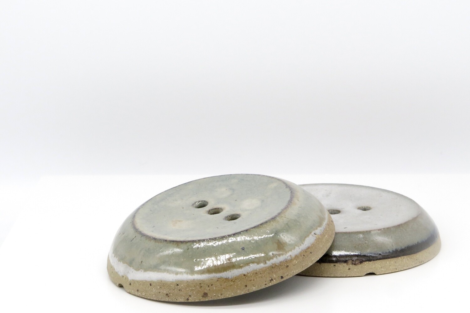 Soap Dish - Flecked white and mottled green.