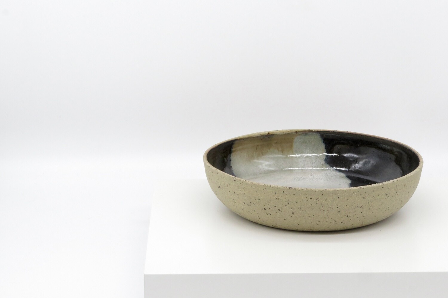 Pasta Bowl - Black and mottled grey.