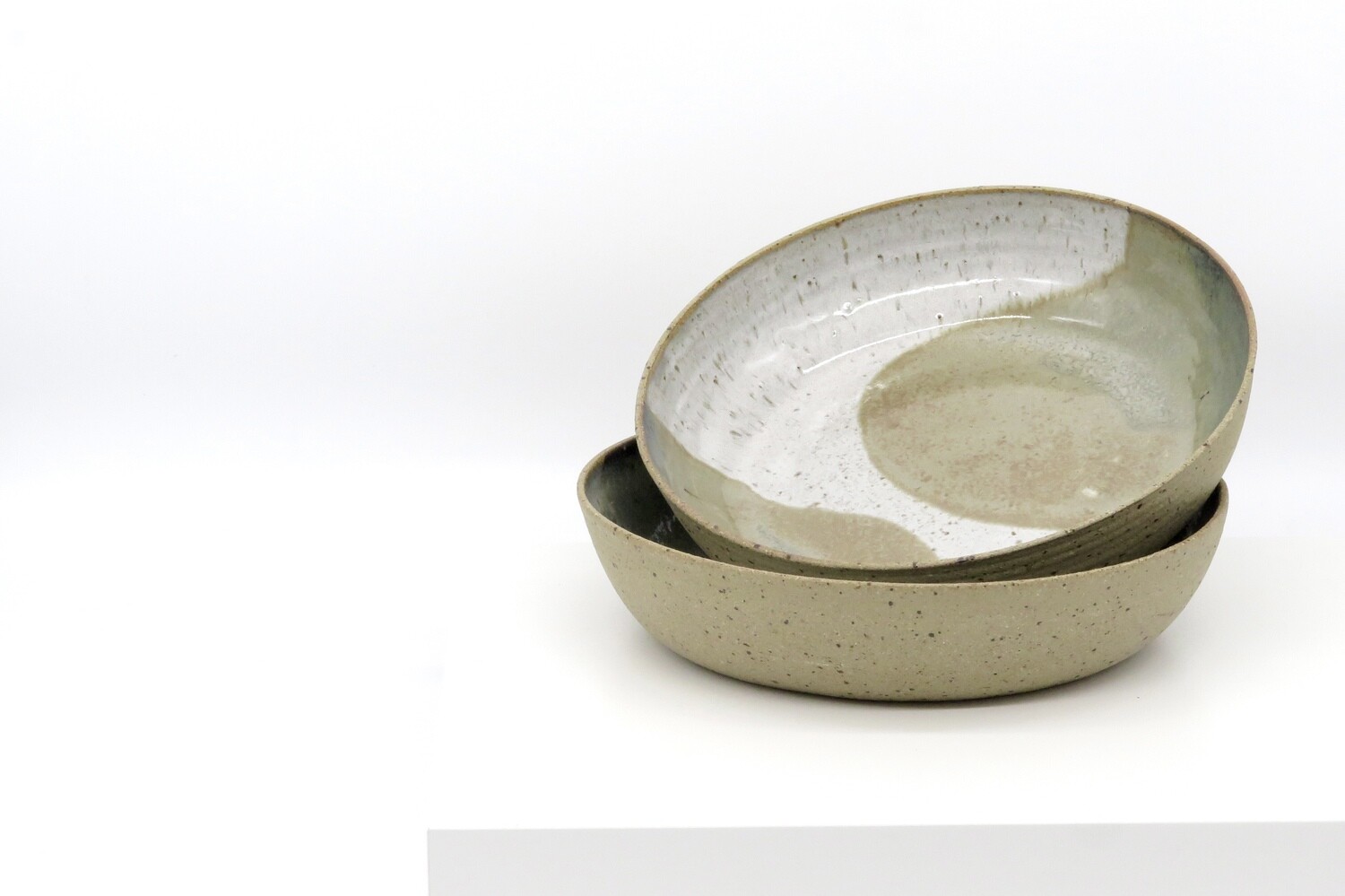 Pasta Bowl - Flecked white and mottled green.
