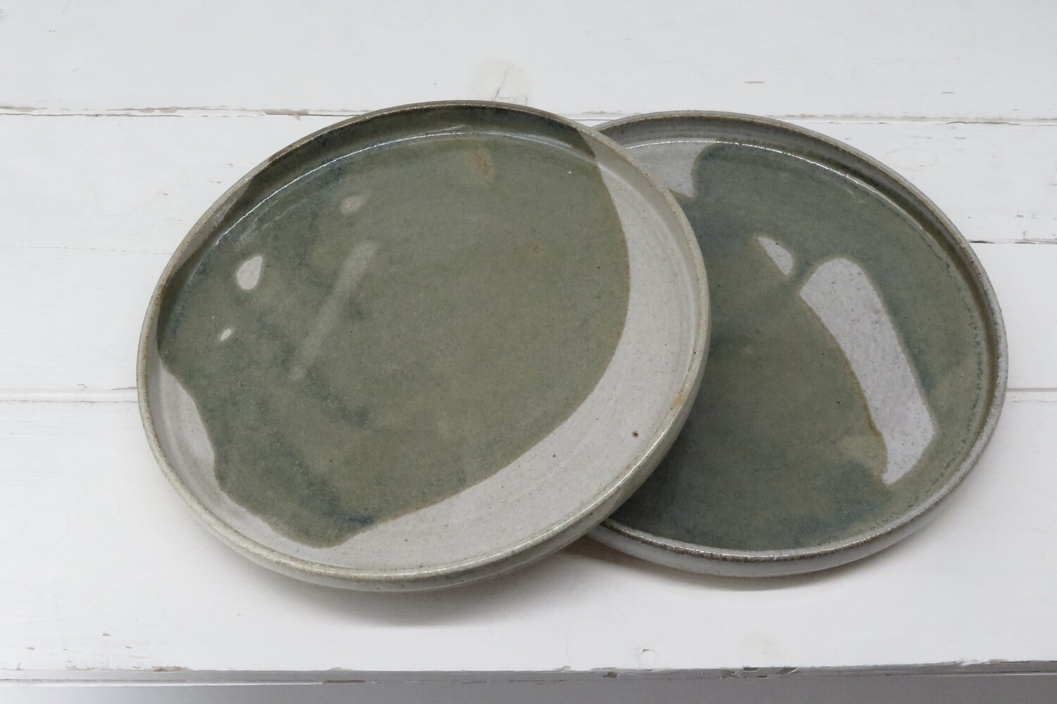 Salad plate - Flecked white and mottled green.