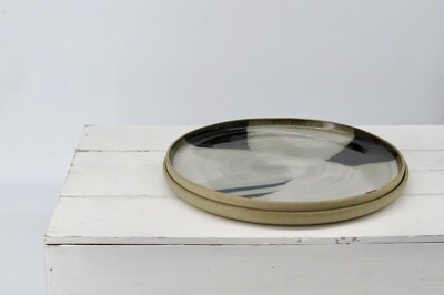 Dinner Plate - Black and mottled grey.