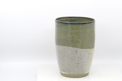 Cylindrical Vase - Flecked white and mottled green.