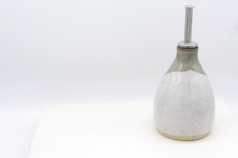 Oil Bottle - Small Mottled white and green.