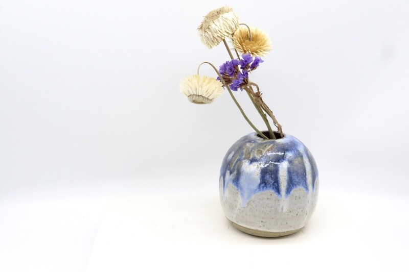 Vase - Purple and white bud vase.