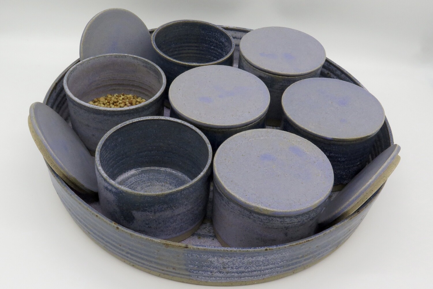 Masala Dabba in flecked purple.