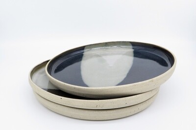 Dinner Plate - Black and mottled grey.