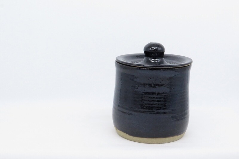Lidded Jar - Plum Jam Black sugar jar.