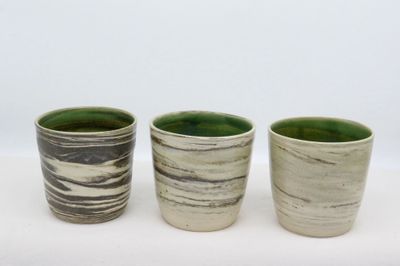 Cup - Marbled Peacock Green.