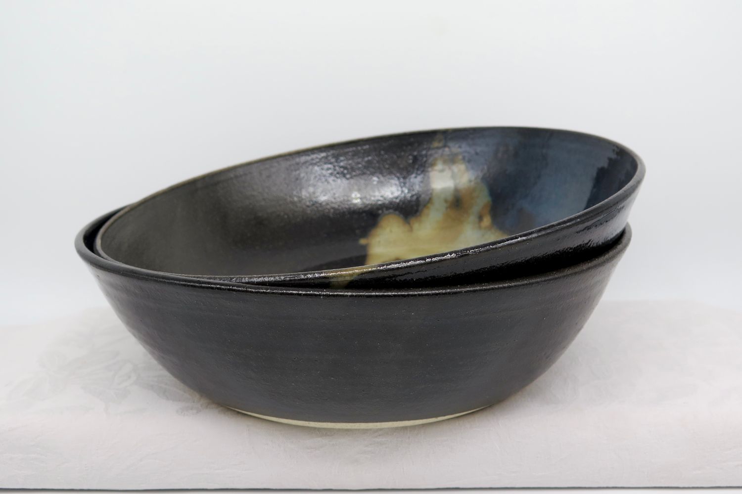 Serving Bowl - Black and mottled bronze