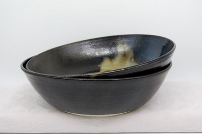 Serving Bowl - Black and mottled bronze