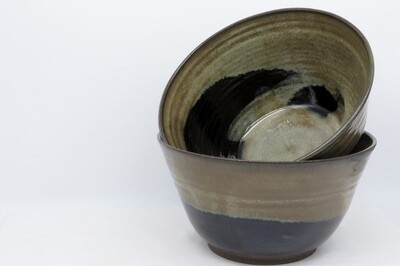 Serving Bowl - Black and mottled golden bronze.
