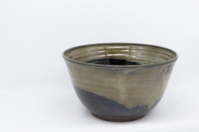 Serving Bowl - Black and mottled golden bronze.
