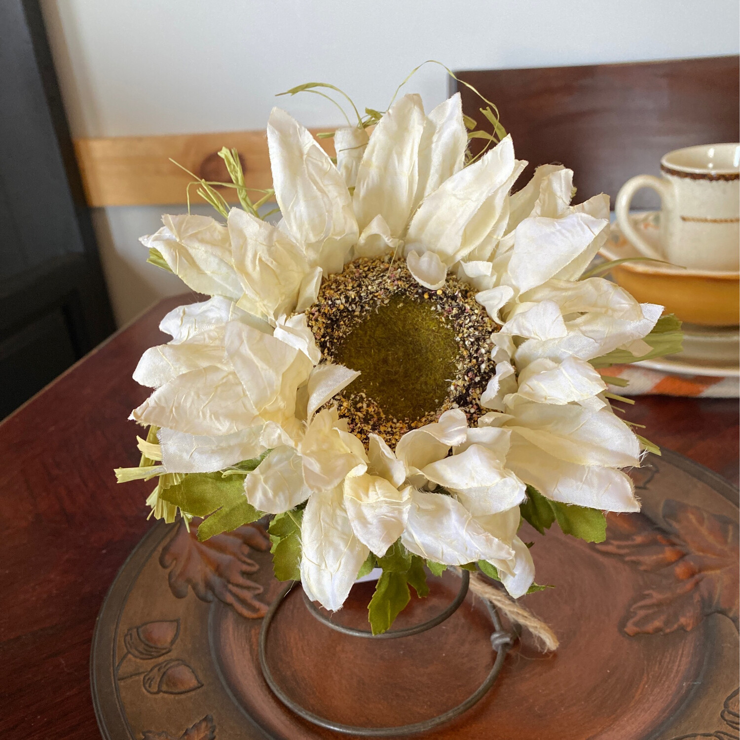 Fall Sunflower On Vintage Spring