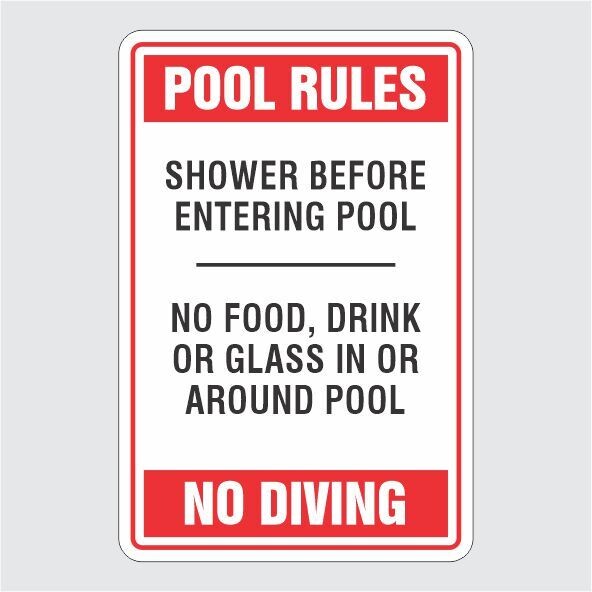 Pool Rules Red No Diving