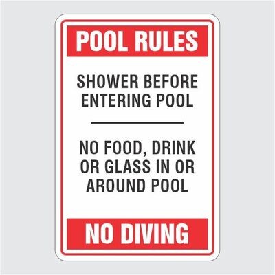 Pool Rules Red No Diving