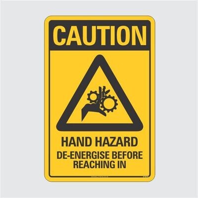 Caution Hand Hazard De-Energise