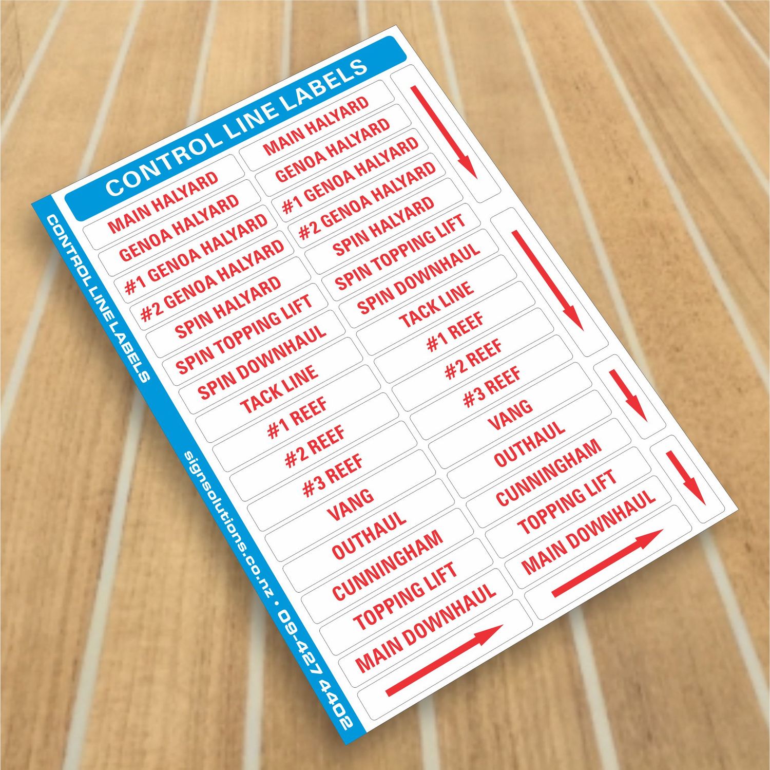 RED ON WHITE Control Line Labels