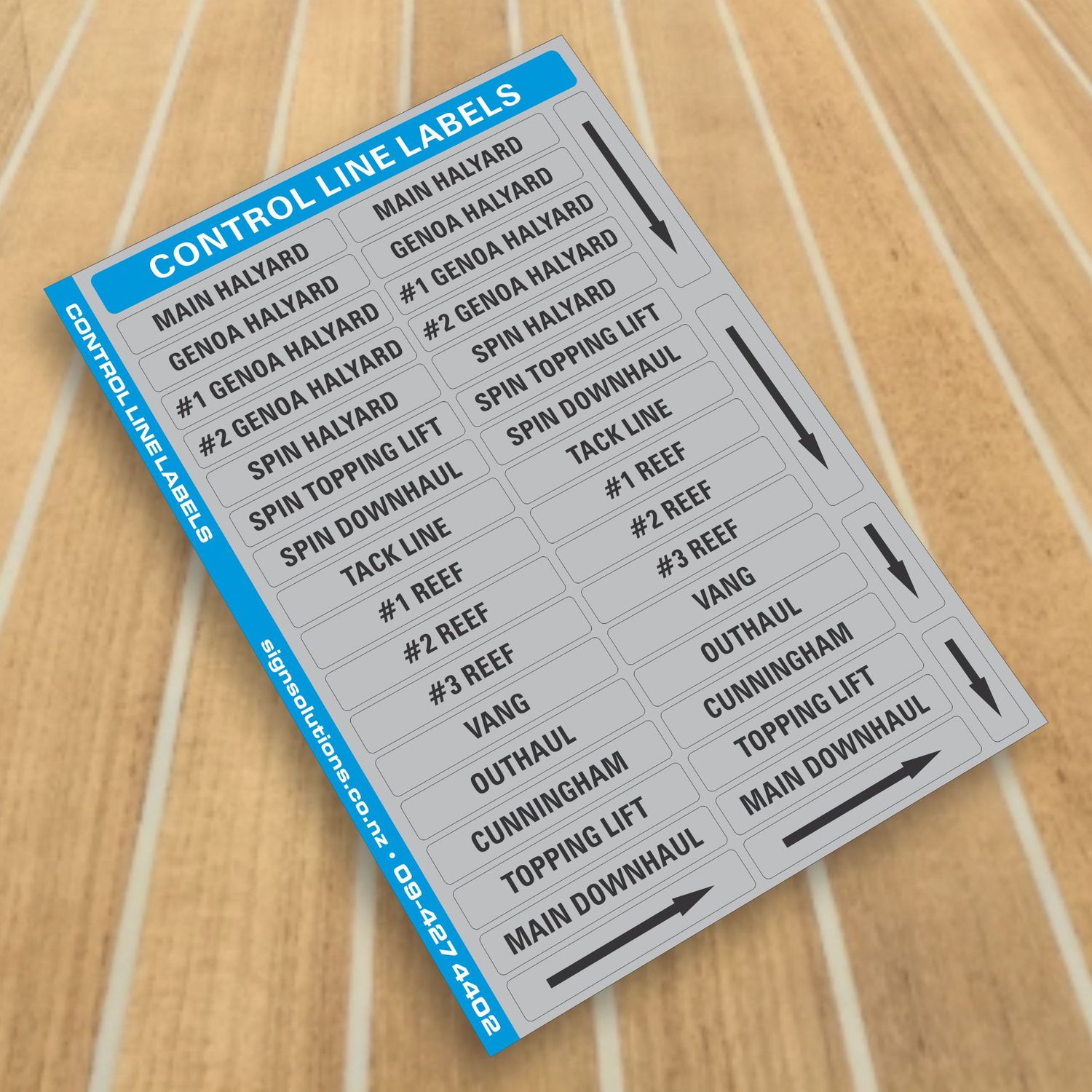 BLACK ON SILVER Control Line Labels