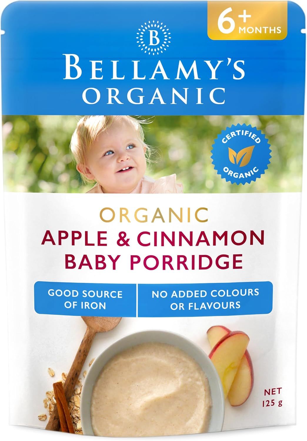 Bellamy&#39;s Apple &amp; Cinnamon Baby Porridge 6m+ (125g)