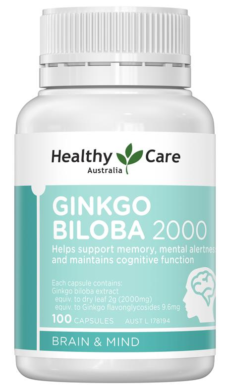 Healthy Care Ginkgo Biloba 2000mg (100 Capsules) (Exp: 07/2027)