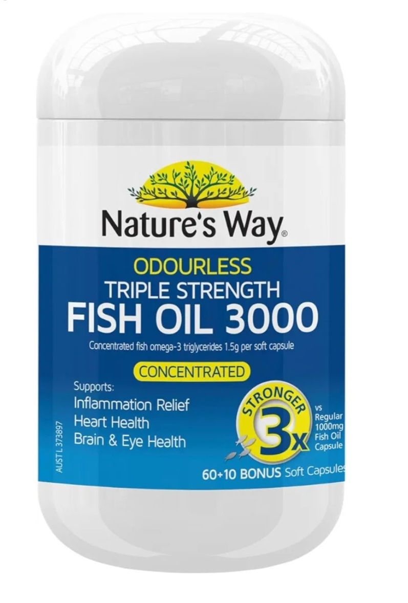 Nature&#39;s Way Triple Strength Fish Oil (60+10 Bonus Capsules)