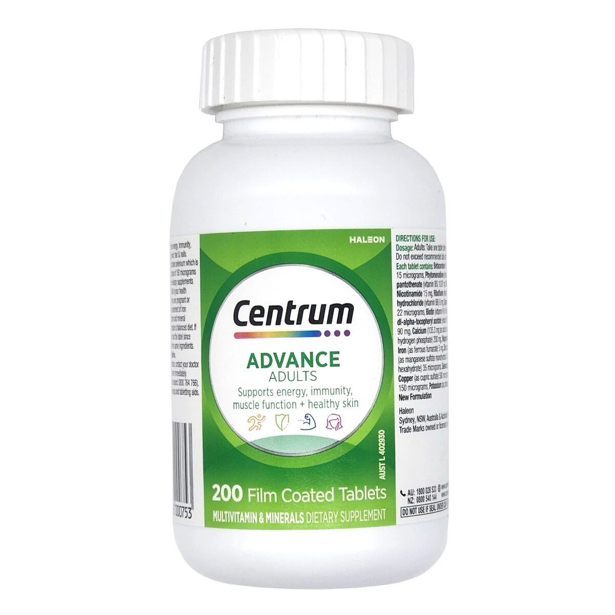 Centrum Advance Adults Multivitamin (200 Tablets) Exp: 04/2026