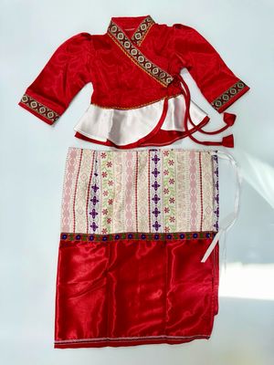 ကလေး ရှမ်းရိုးရာဝတ်စုံ (size- 0- 18 Months) (အနီရောင်)