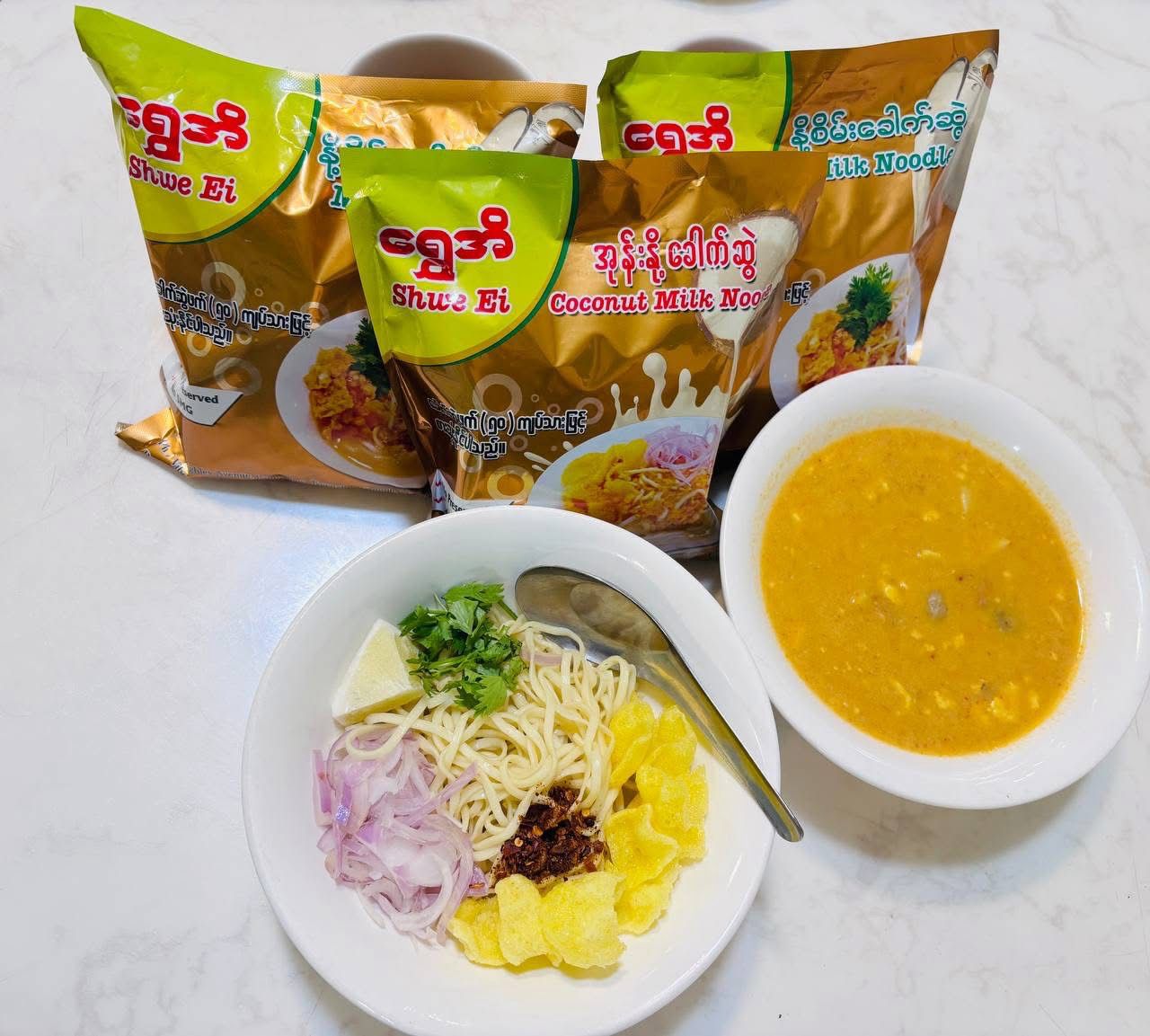 ရွှေအိ အုန်းနို့ခေါက်ဆွဲ (မုန့်ဖတ် ၅၀ကျပ်သား) (325g)