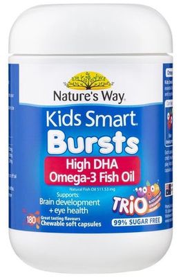 Nature's Way Kids Smart BURSTS Omega3+DHA+Fish Oil (180 Capsules)