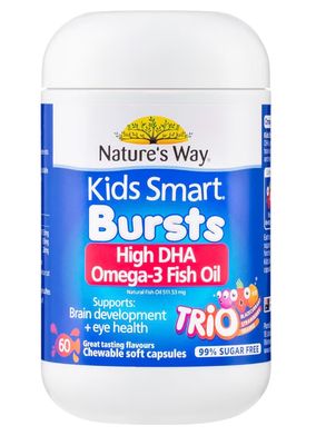 Nature's Way Kids Smart Bursts (High DHA, Omega-3 Fish Oil) Trio (60 tabs) (Exp: 11/2028)