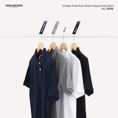9000B - Unisex Premium Plain Pique Polo Shirt  (BY PACK-10PCS)