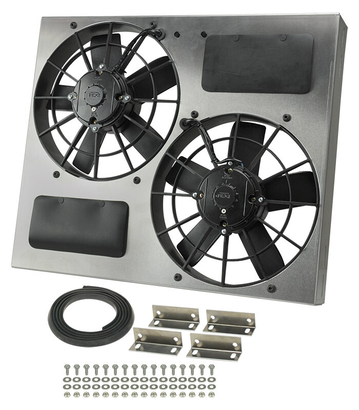 Dual RAD Fan/Aluminum Shroud Assembly - Derale 16830