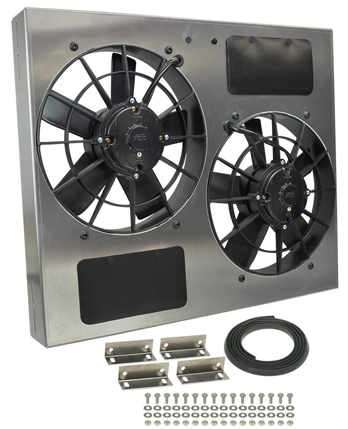 Dual RAD Fan/Aluminum Shroud Assembly - Derale 16835