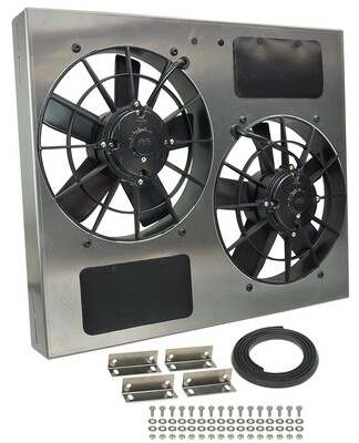 Dual RAD Fan/Aluminum Shroud Assembly - Derale 16835