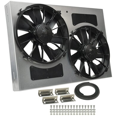 Dual RAD Fan/Aluminum Shroud Assembly - Derale 16842