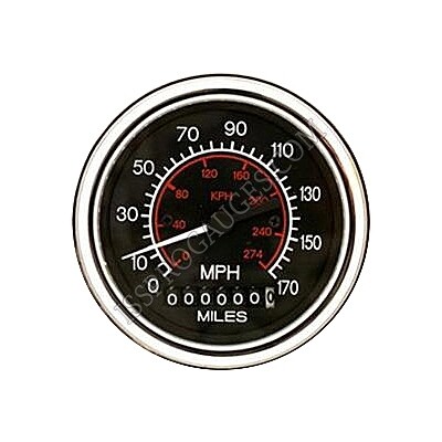 SPEEDO 3 3/8&quot; E/M 170 MPH/274 KPH PROG W/ODO CHR - R8470