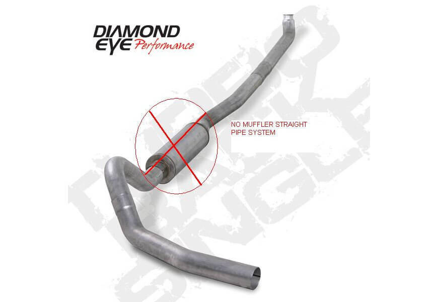 Diamond Eye K4211A-RP 4&quot; Aluminized Turbo Back No Muffler - 4x4