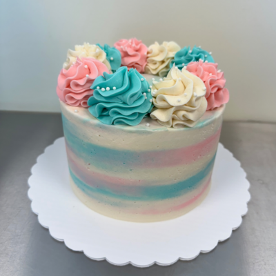 Gender Reveal Water Colour Cake