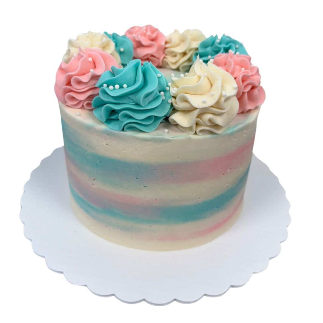 Gender Reveal Water Colour Cake