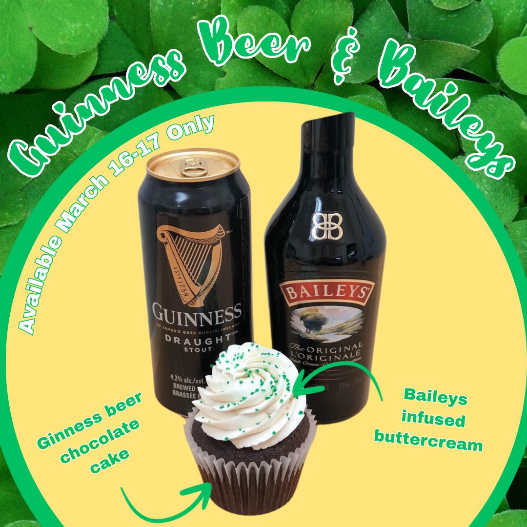Guinness Beer & Baileys Cupcakes * Available For Online Preordering March 17 Only* Guinness Beer & Baileys Cupcakes * Available For Online Preordering March 17 Only*
