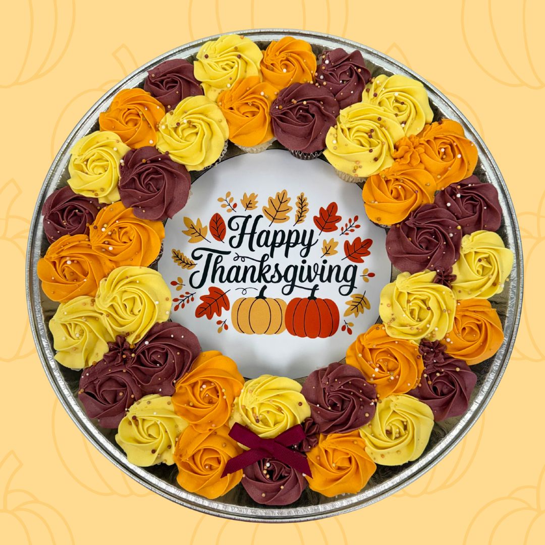 Thanksgiving Mini Cupcake Wreath *Also Available Gluten Friendly Thanksgiving Mini Cupcake Wreath *Also Available Gluten Friendly