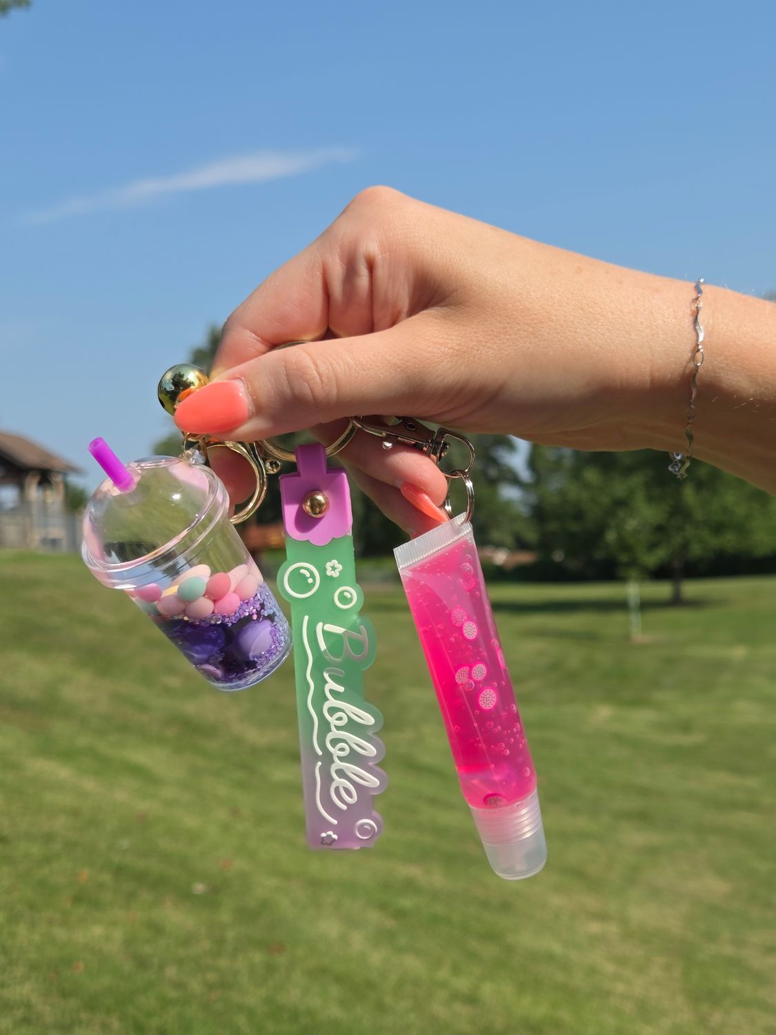 Boba lip gloss keychain