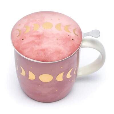 Tee Tasse mit Sieb und Deckel Mondphasen Tee Tasse mit Sieb und Deckel Mondphasen