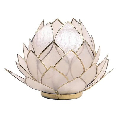 Lotus Teelichthalter Beige/Gold aus Capiz