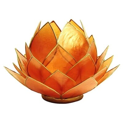 Lotus Teelichthalter Orange aus Capiz