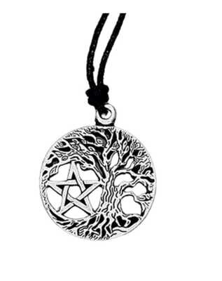 Zinnanhänger Lebensbaum mit Pentagramm