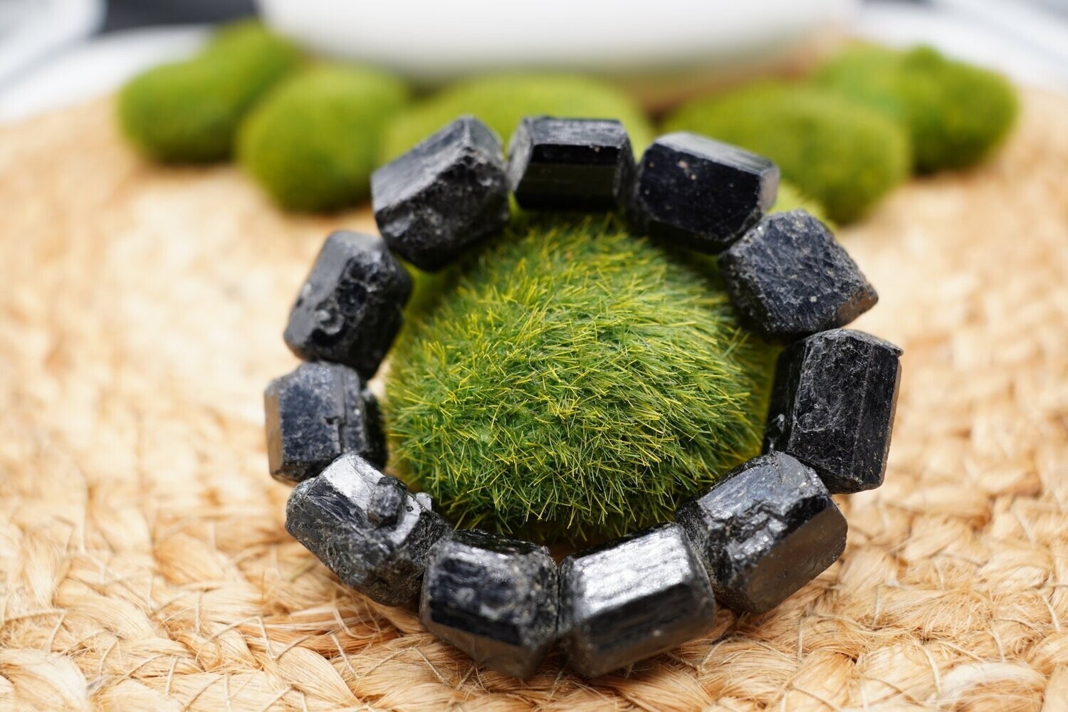 Turmalin Schörl Nugget Armband 19 cm 12 bis 14 mm Nuggets