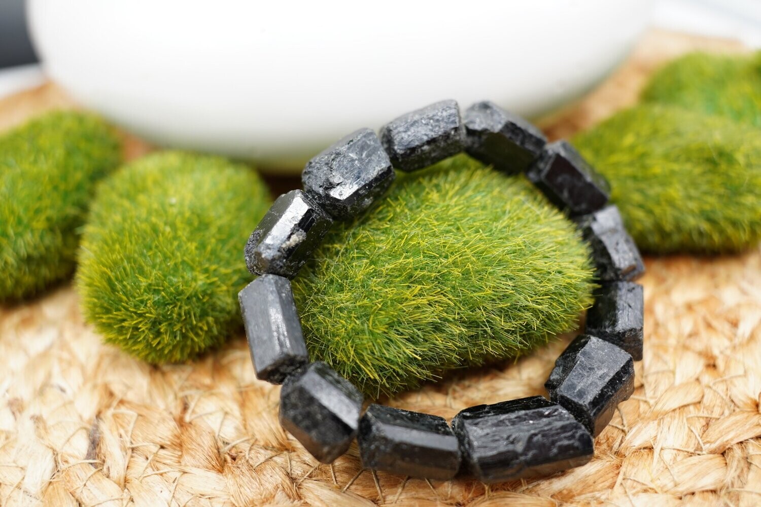 Turmalin Schörl Nugget Armband 19 cm  - 10 mm Nuggets