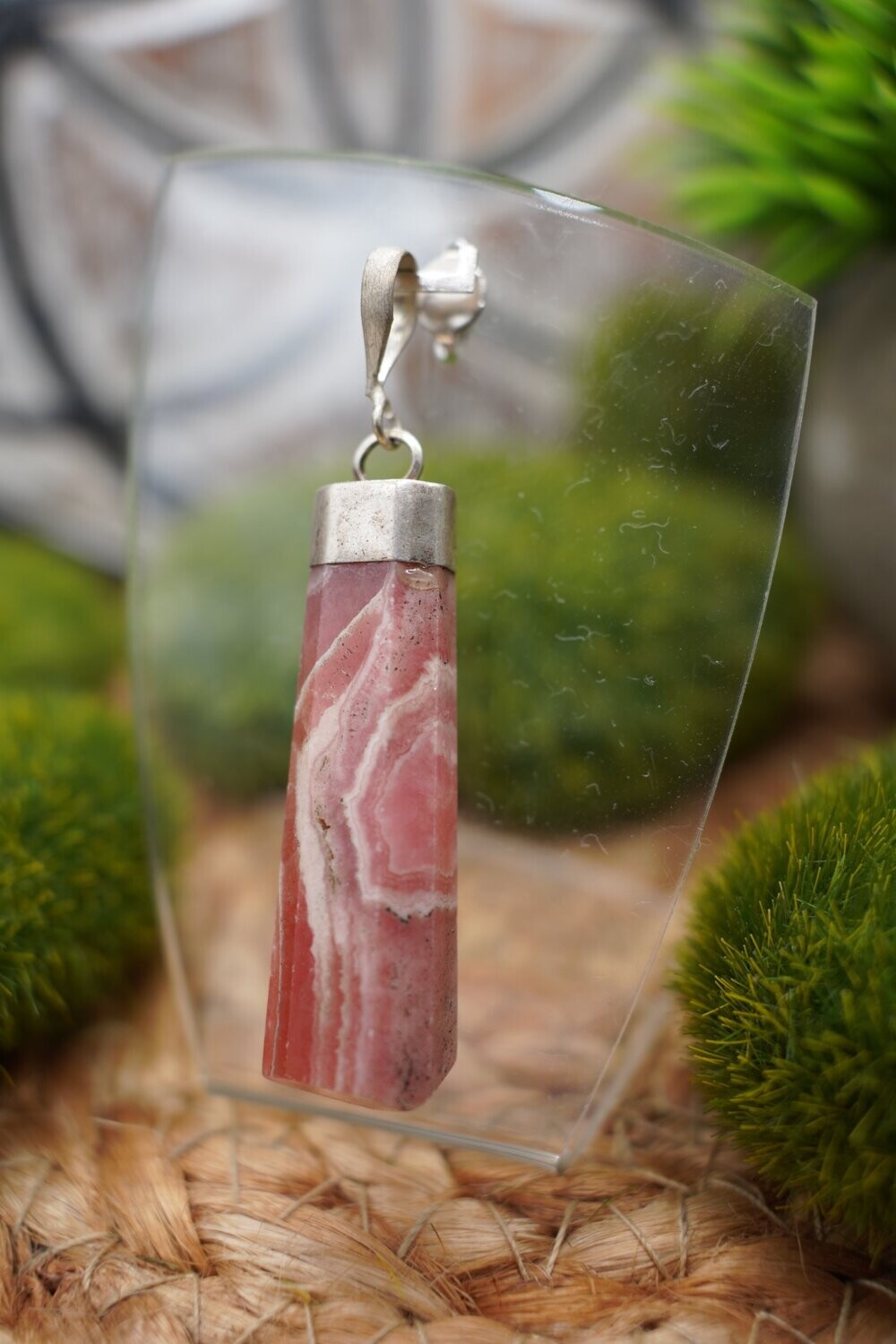 Rhodochrosit in 800er Silberfassung