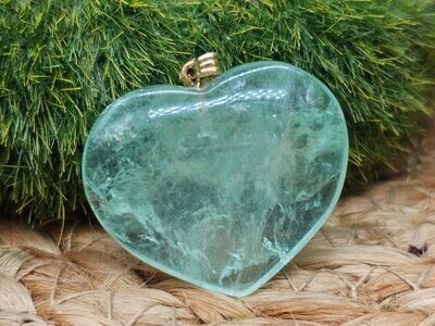 Fluorit Herz Grün 30 mm gestiftet